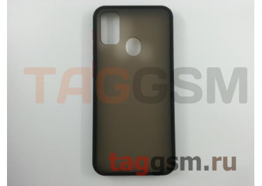 Задняя накладка для Samsung M215F Galaxy M21 / M307F Galaxy M30s (силикон, матовая, черная, красные кнопки)