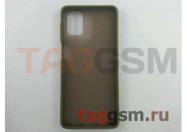 Задняя накладка для Samsung M515F Galaxy M51 (силикон, матовая, хаки, оранжевые кнопки)