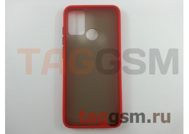 Задняя накладка для Huawei Honor 9A (силикон, матовая, красная, черные кнопки) техпак