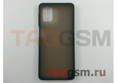 Задняя накладка для Samsung M515F Galaxy M51 (силикон, матовая, зеленая, оранжевые кнопки)