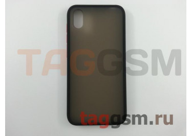 Задняя накладка для Huawei Honor 8S / Y5 (2019) (силикон, матовая, черная, красные кнопки) техпак