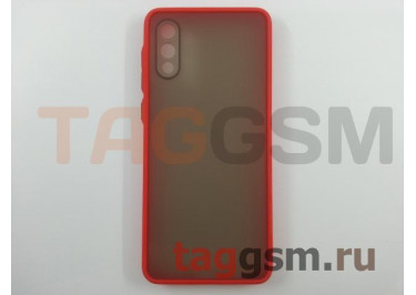 Задняя накладка для Samsung A02 / A022 Galaxy A02 (2021) (силикон, матовая, красная, черные кнопки) техпак