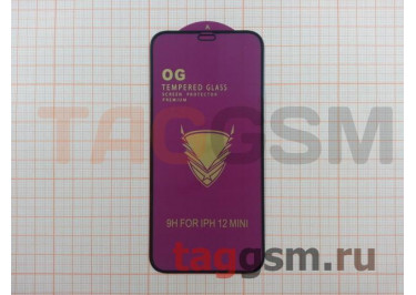 Пленка / стекло на дисплей для iPhone 12 mini  (Gorilla Glass) 9D (черный) OG PREMIUM, техпак