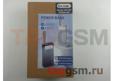 Портативное зарядное устройство (Power Bank) (Kin Vale Q3102, 2USB выхода, Type-C, microUSB) Емкость 20000mAh (черный)