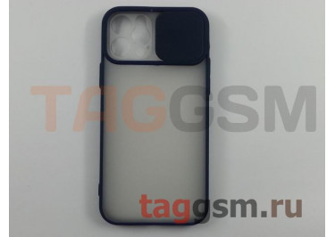 Задняя накладка для iPhone 12 / 12 Pro (с горизонтальной защитной шторкой для камеры, матовая, синяя (TPU))