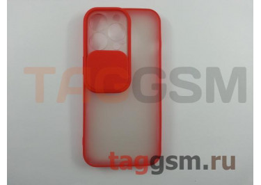 Задняя накладка для iPhone 13 Pro (с вертикальной защитной шторкой для камеры, матовая, красная (TPU))