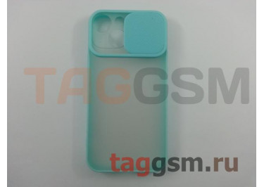 Задняя накладка для iPhone 13 mini (с горизонтальной защитной шторкой для камеры, матовая, бирюзовая (TPU))