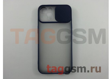 Задняя накладка для iPhone 13 (с горизонтальной защитной шторкой для камеры, матовая, синяя (TPU))