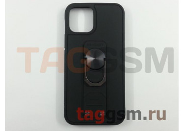 Задняя накладка для iPhone 12 / 12 Pro (с держателем под палец, черная) техпак
