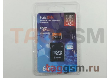 Micro SD 64Gb Faison Class 10 UHS-1 45Mb / s с адаптером SD