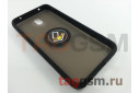 Задняя накладка для Xiaomi Redmi 8A (силикон, матовая, магнит, с держателем под палец, черная (Ring)) Faison