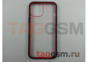Задняя накладка для iPhone 12 Pro Max (пластик, с силиконовой окантовкой, черно-красная (Imagine)) Faison