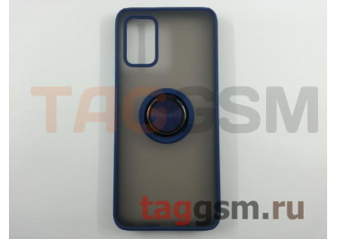Задняя накладка для Samsung A02s / A025 Galaxy A02s (2021) (силикон, матовая, магнит, с держателем под палец, синяя (Ring)) Faison
