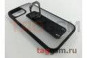 Задняя накладка для iPhone 12 / 12 Pro (матовая, с держателем под палец, прозрачная, черная) техпак