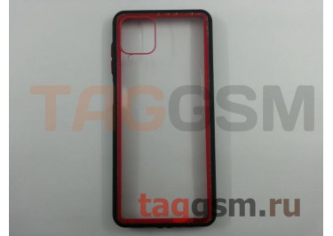 Задняя накладка для Samsung A12 / A125F Galaxy A12 (2021) (пластик, с силиконовой окантовкой, черно-красная (Imagine)) Faison