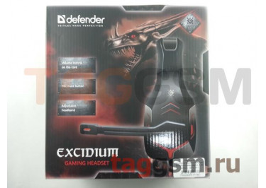 Наушники полноразмерные Defender Excidium (микрофон, 2.2м кабель, чёрный с красными вставками)