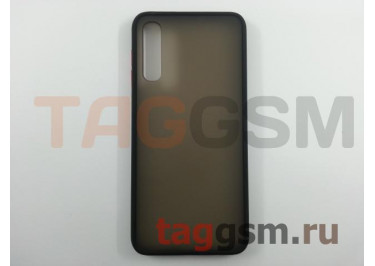 Задняя накладка для Samsung A50 / A505 Galaxy A50 (2019) (силикон, матовая, черная, красные кнопки)