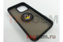 Задняя накладка для iPhone 13 Pro (силикон, матовая, магнит, с держателем под палец, черная (Ring)) Faison