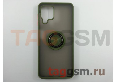 Задняя накладка для Samsung A22 / A225 Galaxy A22 (2021) (силикон, матовая, магнит, с держателем под палец, хаки (Ring)) Faison