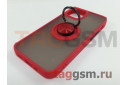 Задняя накладка для iPhone 13 mini (силикон, матовая, магнит, с держателем под палец, красная (Ring)) Faison