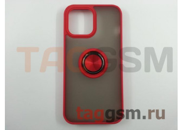 Задняя накладка для iPhone 13 Pro Max (силикон, матовая, магнит, с держателем под палец, красная (Ring)) Faison