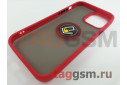 Задняя накладка для iPhone 13 Pro Max (силикон, матовая, магнит, с держателем под палец, красная (Ring)) Faison