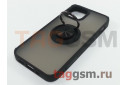 Задняя накладка для iPhone 13 mini (силикон, матовая, магнит, с держателем под палец, черная (Ring)) Faison