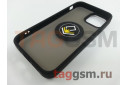 Задняя накладка для iPhone 13 mini (силикон, матовая, магнит, с держателем под палец, черная (Ring)) Faison