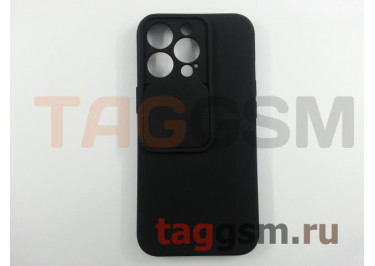Задняя накладка для iPhone 13 Pro (с вертикальной защитной шторкой для камеры, силикон, черная (Full Case))