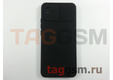 Задняя накладка для Xiaomi Redmi 9A (с горизонтальной защитной шторкой для камеры, силикон. черная (Full Case))