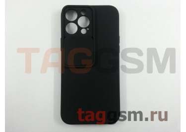 Задняя накладка для iPhone 13 Pro Max (с вертикальной защитной шторкой для камеры, силикон, черная (Full Case))