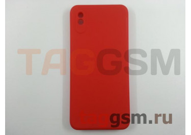 Задняя накладка для Xiaomi Redmi 9A (силикон, с защитой камеры, красная (Full Case))