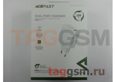Блок питания USB (сеть) PD32W (USB-C+USB-A) 2 порта (белый), ACEFAST (A5)