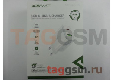 Блок питания USB (сеть) PD20W (USB-C+USB-A) 2 порта (белый), ACEFAST (A25)