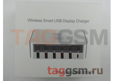 Зарядное устройство WLX-818PF QC3.0 (5 USB портов, Type-C, беспроводная зарядка (Qi), 100W), (черный)