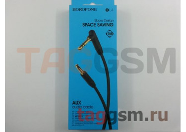 Аудио-кабель AUX 3.5mm (2м) (угловой с силиконовым покрытием, черный), Borofone (BL4)