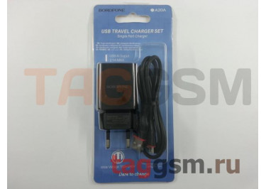 Блок питания USB (сеть) 2100mA + кабель USB - micro USB (в коробке) черный, (BA20A) Borofone