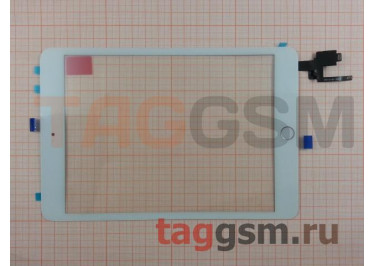 Тачскрин для iPad mini 3 (A1599 / A1600 / A1601) (с разъемом) + серебряная кнопка HOME (белый), тайвань