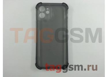 Задняя накладка для iPhone 12 (силикон, с защитой камеры, прозрачно-черная (Armor series)), техпак