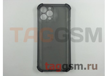 Задняя накладка для iPhone 12 Pro Max (силикон, с защитой камеры, прозрачно-черная (Armor series)), техпак