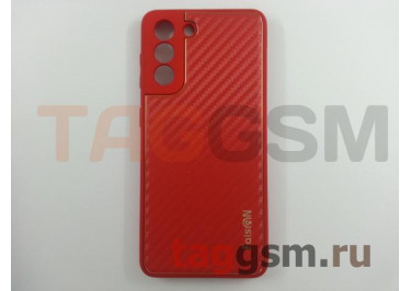 Задняя накладка для Samsung G991 Galaxy S21 (2021) (силикон, карбон, матовая, красная (Bang)) Faison