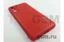 Задняя накладка для Samsung G991 Galaxy S21 (2021) (силикон, карбон, матовая, красная (Bang)) Faison