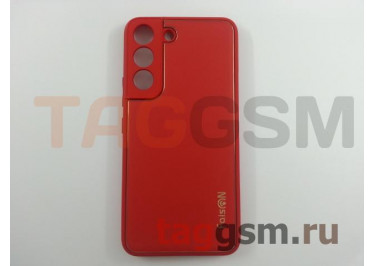 Задняя накладка для Samsung S901 Galaxy S22 (2022) (силикон, экокожа, матовая, красная (Graceful)) Faison
