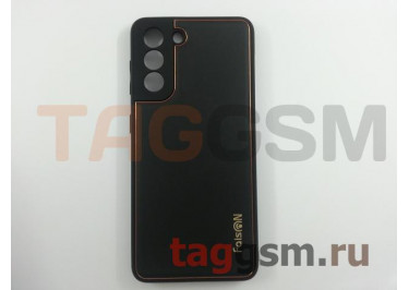 Задняя накладка для Samsung G991 Galaxy S21 (2021) (силикон, экокожа, матовая, черная (Graceful)) Faison