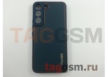 Задняя накладка для Samsung S901 Galaxy S22 (2022) (силикон, экокожа, матовая, синяя (Graceful)) Faison