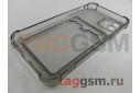 Задняя накладка для iPhone 12 (силикон, с защитой камеры, с визитницей, прозрачно-черная (Full TPU Case)) Armor series