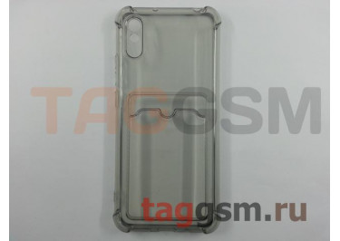 Задняя накладка для Xiaomi Redmi 9A (силикон, с защитой камеры, с визитницей, прозрачно-черная (Full TPU Case)) Armor series