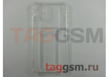 Задняя накладка для iPhone 11 (силикон, с защитой камеры, с визитницей, прозрачная (Full TPU Case)) Armor series