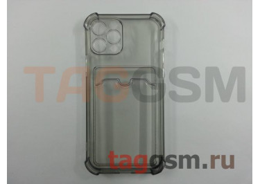 Задняя накладка для iPhone 12 Pro (силикон, с защитой камеры, с визитницей, прозрачно-черная (Full TPU Case)) Armor series