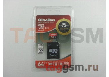 Micro SD 64Gb OltraMax Class 10 UHS-1 95Mb / s с адаптером SD